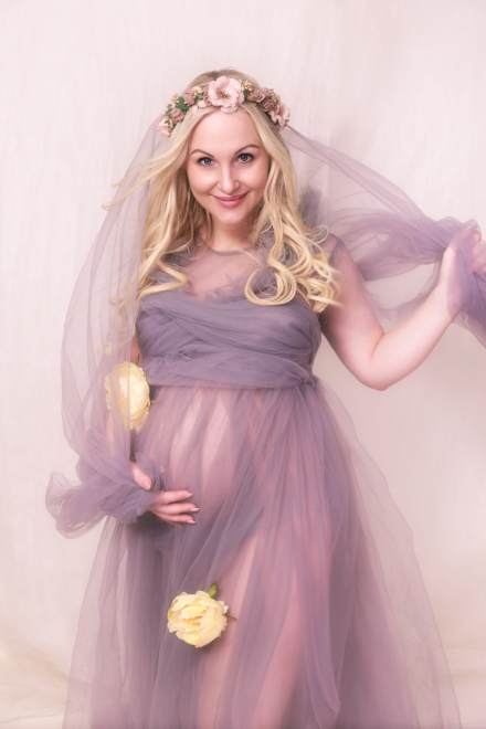 Babybauch Schwangerschaftsfotos Portfolio romantisch Kleid